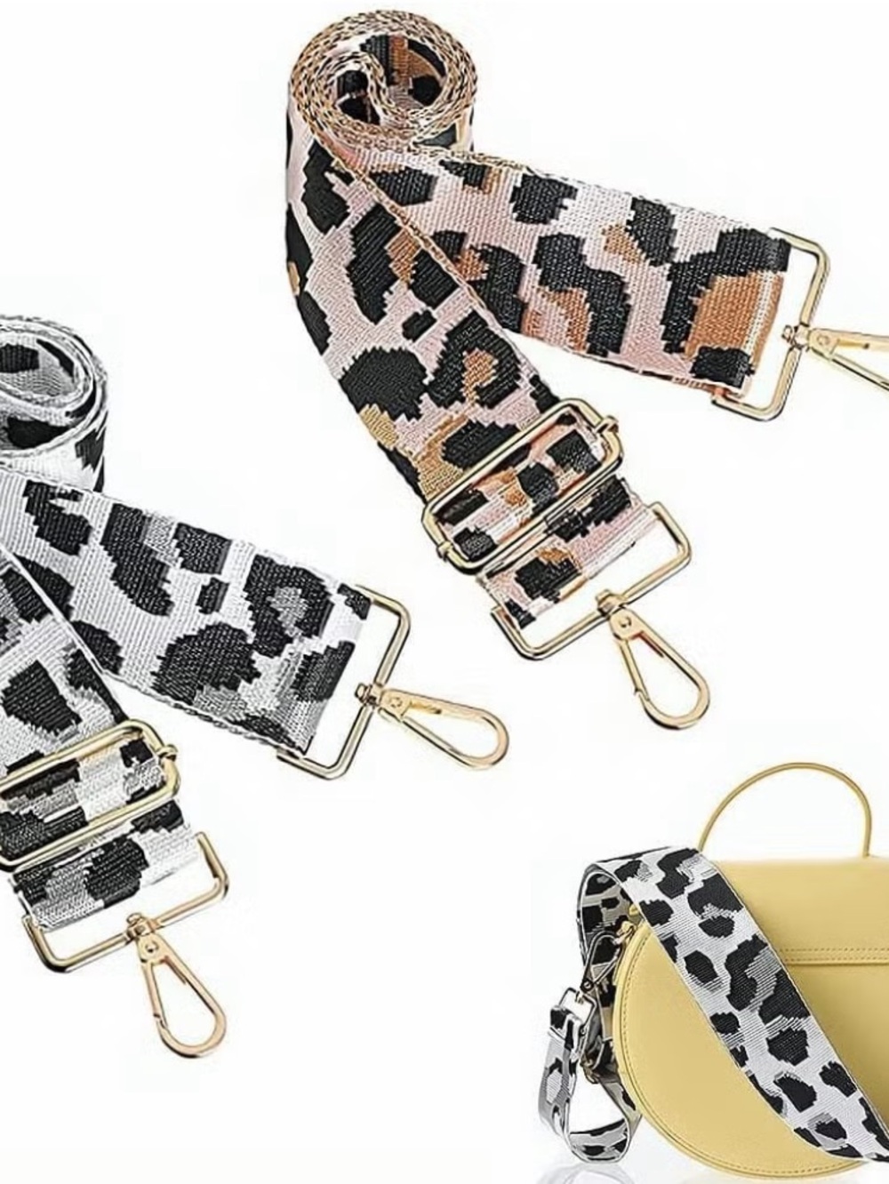 Silver Leopard Print Bag Strap with Gold Hardware - New in Orig Packaging - Picture 8 of 9